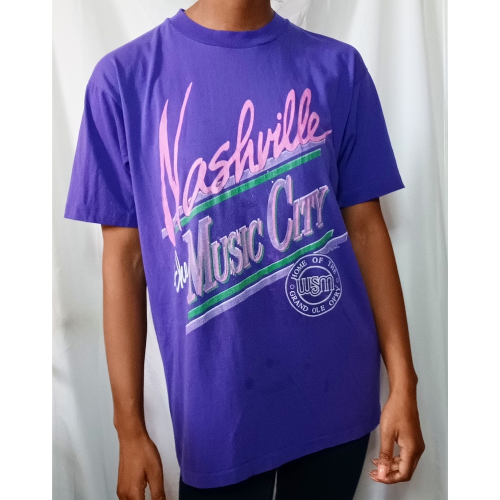 Vintage Nashville Music City Purple Tee